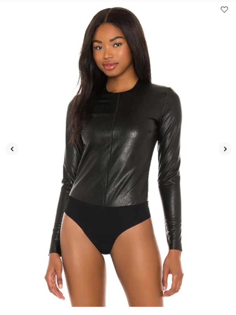 NWT Commando Faux Leather Long Sleeve Crew Bodysuit in Black XS